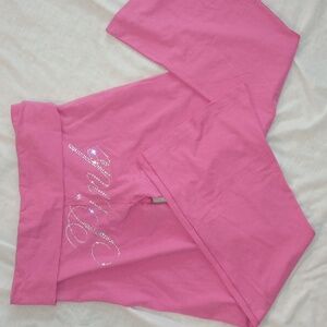 Victoria's Secret Pink XL Yoga Pants Rhinestone Bling Foldable Waist Flare New